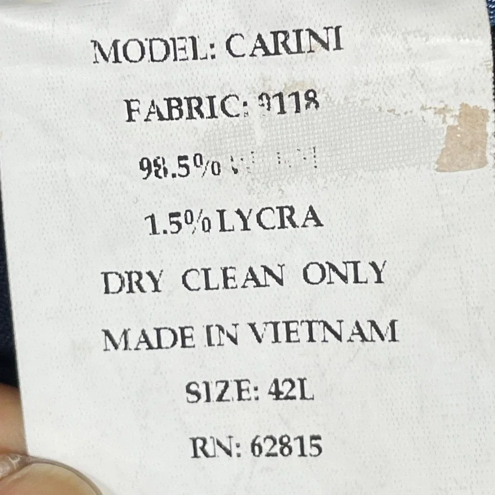 Ibiza‎ Blazer Navy Blue 42L Carini Wool Lycra Sports Coat Modern Preppy Office
